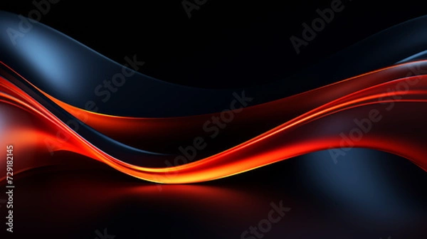 Obraz Abstract futuristic background with dark and warm color wave shapes. Visualization of motion 3d waves. Wallpaper or backdrop for modern projects