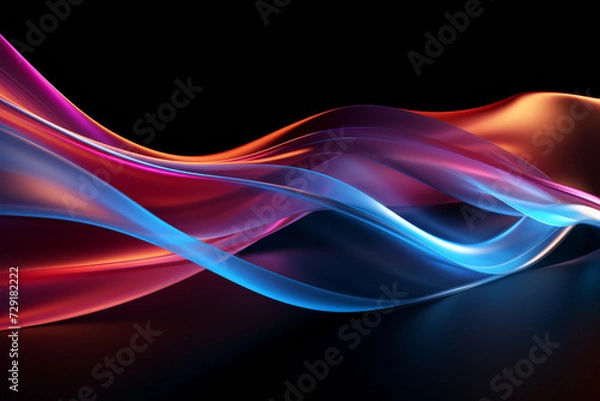 Obraz Abstract futuristic background with dark and warm color wave shapes. Visualization of motion 3d waves. Wallpaper or backdrop for modern projects