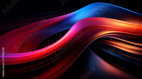 Obraz Abstract futuristic background with dark and warm color wave shapes. Visualization of motion 3d waves. Wallpaper or backdrop for modern projects