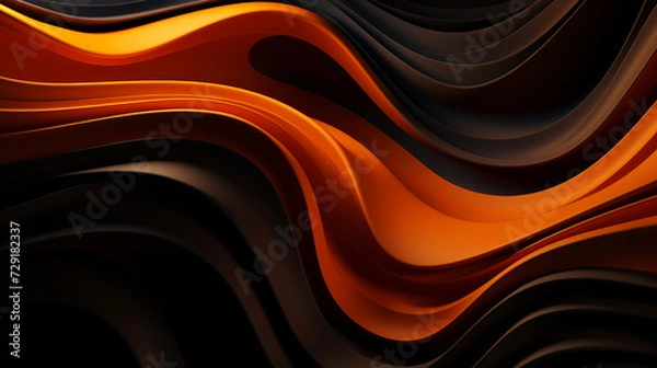 Obraz Abstract futuristic background with dark and warm color wave shapes. Visualization of motion 3d waves. Wallpaper or backdrop for modern projects