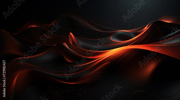 Obraz Abstract futuristic background with dark and warm color wave shapes. Visualization of motion 3d waves. Wallpaper or backdrop for modern projects