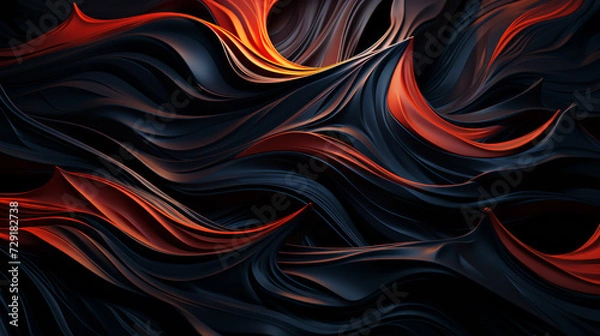 Obraz Abstract futuristic background with dark and warm color wave shapes. Visualization of motion 3d waves. Wallpaper or backdrop for modern projects