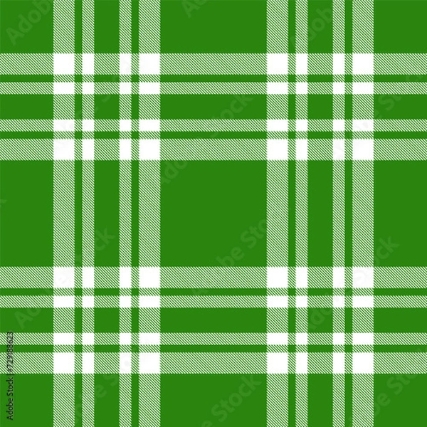 Fototapeta Christmas seamless pattern with green and white plaid