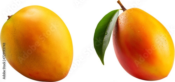 Fototapeta set of mango with leaf isolated on transparent background
