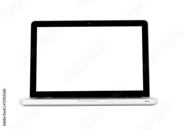 Obraz White Laptop with blank screen isolated