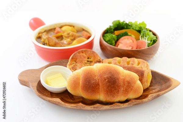 Fototapeta カレーライスと野菜サラダ