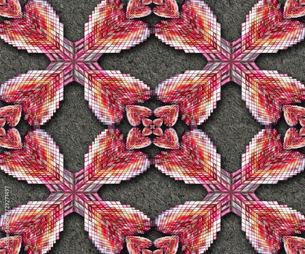 Fototapeta  3D pattern background tile with embossed color abstract fractal art for decoration of home, office, hobby, embellishment