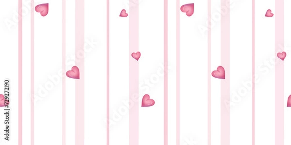 Obraz Seamless pattern. Valentine hearts with pink lines on the white background