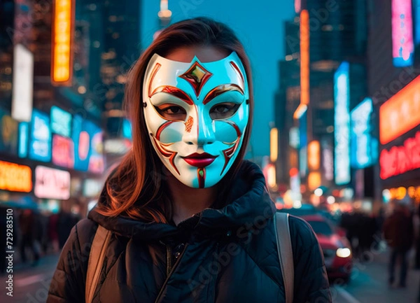 Fototapeta Digital Disguise: Urban Hacker Portrait