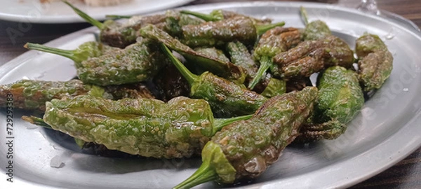 Fototapeta plate of fried peppers