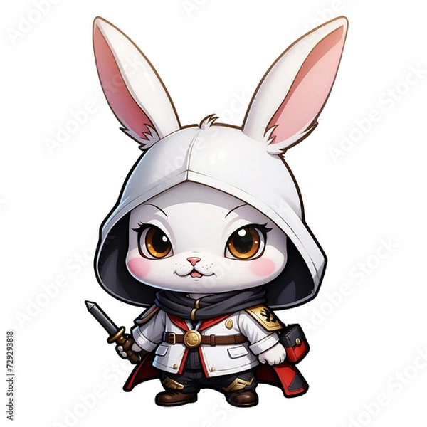 Fototapeta Rabbit on transparent background in steampunk style