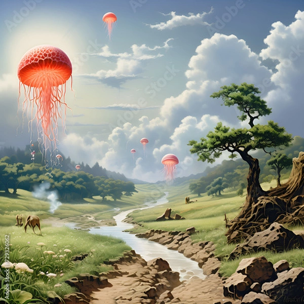 Fototapeta Jellyfish Generative AI
