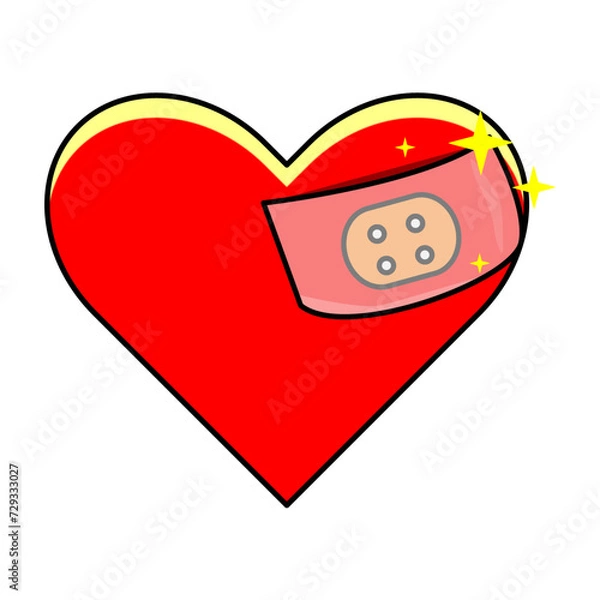 Fototapeta vector design of a wounded heart covered in wound plaster