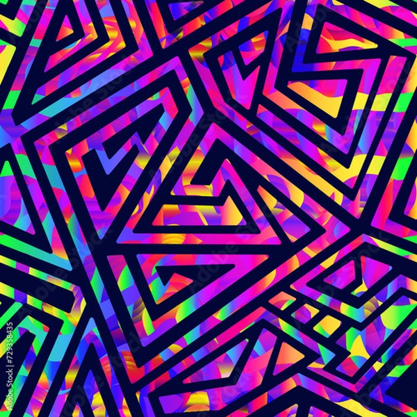 Fototapeta Abstract neon maze. Seamless pattern
