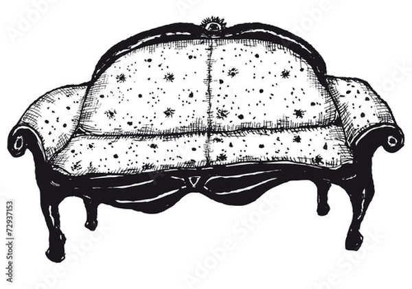 Fototapeta Hand drawn isolated bench seat