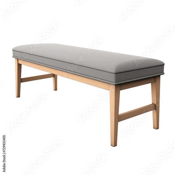 Fototapeta Upholstered Bench. Scandinavian modern minimalist style. Transparent background, isolated image.