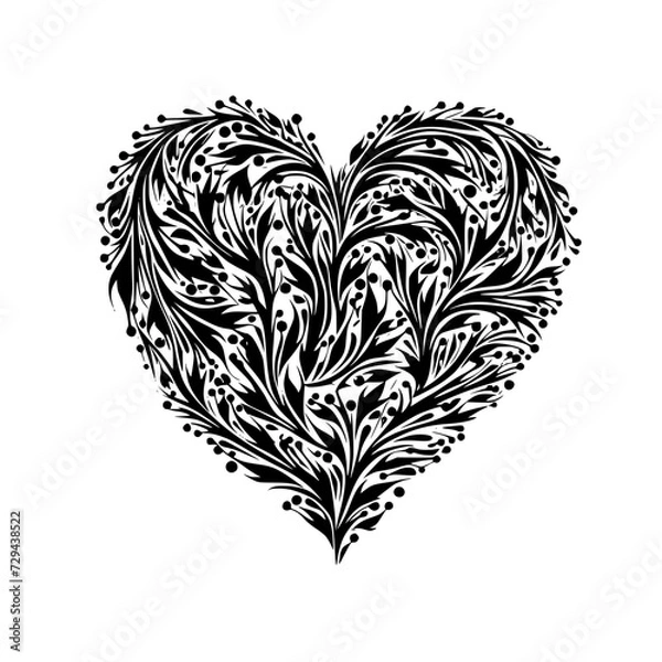 Obraz heart, love, valentine, vector, floral, ornament, illustration, decoration, shape, design, flower, wedding, symbol, pattern, card, art, pink, swirl, holiday, curl, day, element, tattoo, romance, 