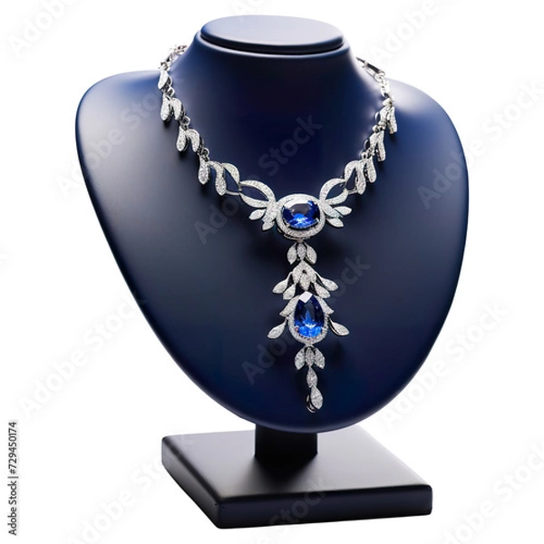 Fototapeta Exquisite Sapphire and Diamond Necklace, Luxury Jewelry Presentation