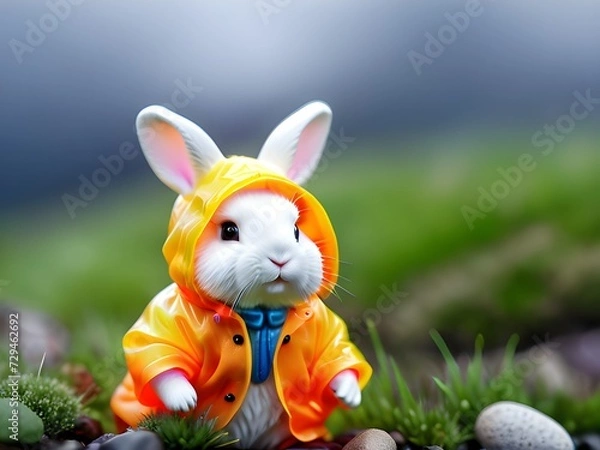 Fototapeta Easter bunny with easter eggs, Generative AI