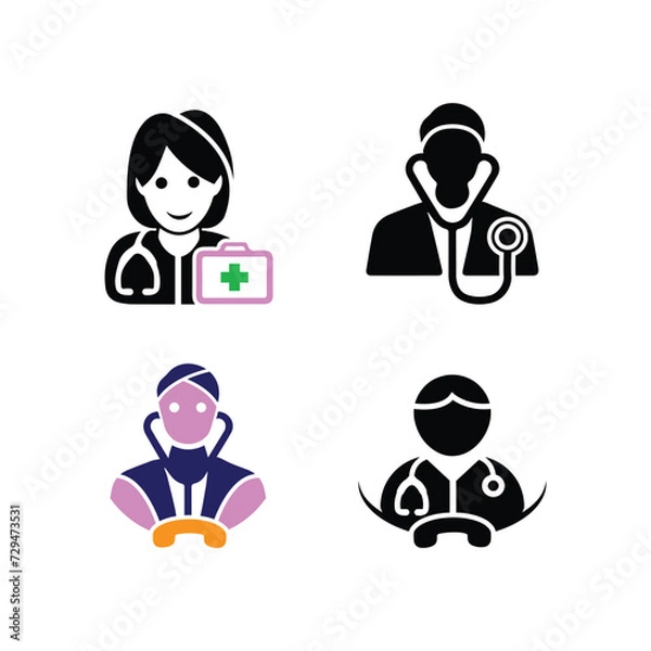 Fototapeta  medical service logos vector set colorful medical icon symbol for element design with several variations