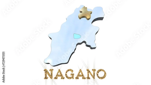 Fototapeta [アルファチャンネル]長野の地形を強調する長野県の3D透視投影図形