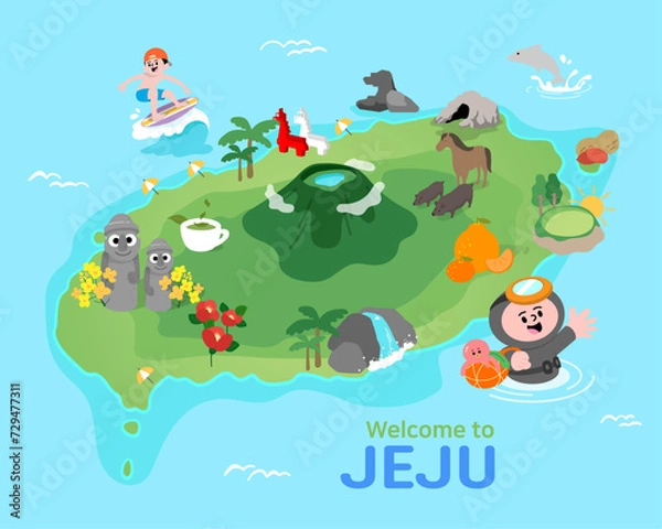 Obraz 푸른섬 제주도, 관광지 지도