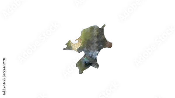 Fototapeta [アルファチャンネル]福岡の地形を強調する福岡県の3D平衡投影図形