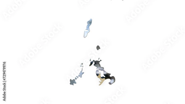 Fototapeta [アルファチャンネル]長崎の地形を強調する長崎県の3D平衡投影図形