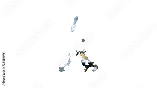 Fototapeta [アルファチャンネル]佐世保の地形を強調する長崎県の3D平衡投影図形