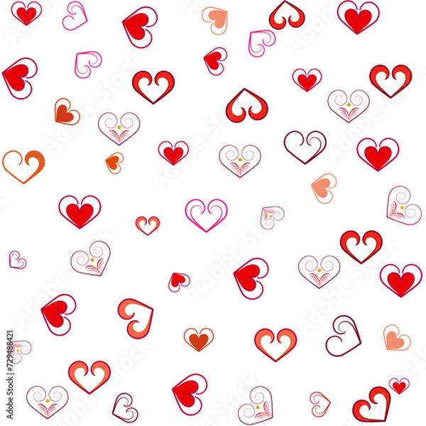 Fototapeta Chaotic heart colorful seamless pattern