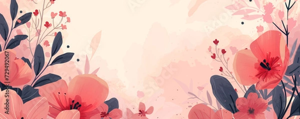 Fototapeta In Bloom Harmony: Pink Petals Dancing in Illustration
