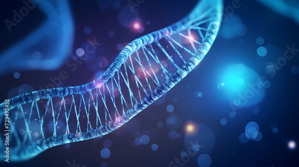 Fototapeta 3D rendering genetic diagram of human DNA under microscope