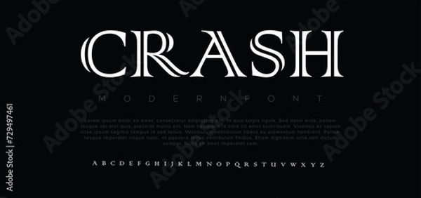 Fototapeta Crash Abstract digital technology logo font alphabet. Minimal modern urban fonts for logo, brand etc. Typography typeface uppercase lowercase and number. vector illustration