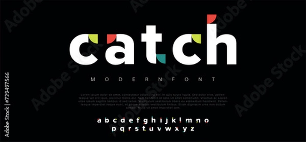 Fototapeta Catch Modern abstract digital alphabet font. Minimal technology typography, Creative urban sport fashion futuristic font and with numbers. vector illustration
