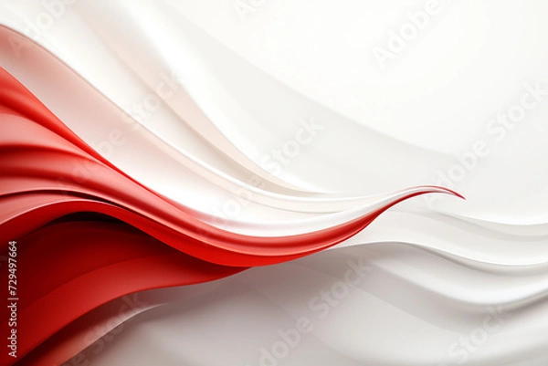 Fototapeta Abstract red and white wavy background. 3d render illustration.