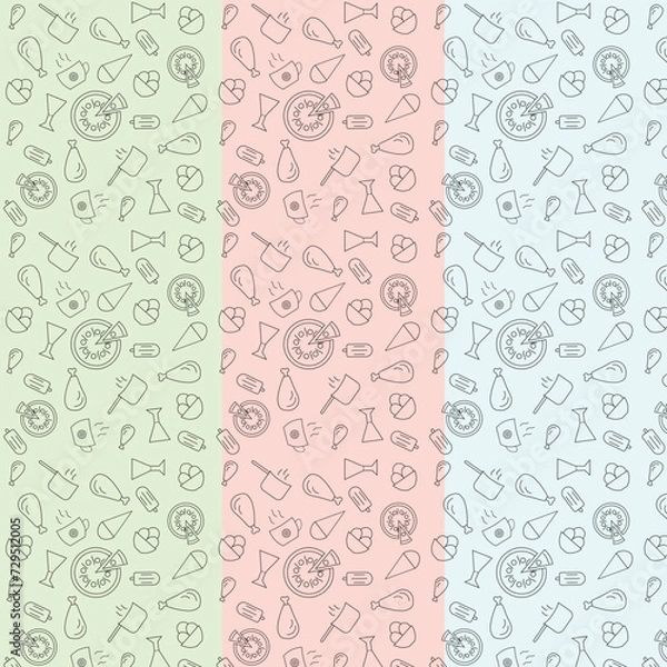 Obraz Vector sketchy kitchen pattern design