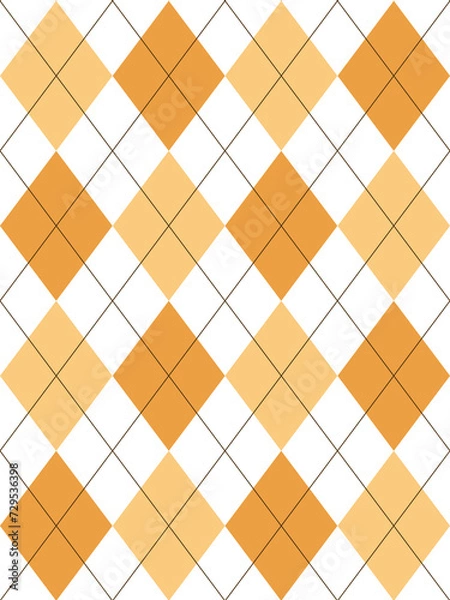 Fototapeta Argyle pattern set in blazing orange.Seamless geometric pattern for gift card, gift paper, jumper, socks, scarf, other modern spring summer autumn winter fashion textile or paper print