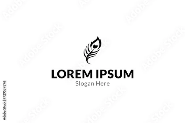 Obraz peacock feather icon flat vector logo design template