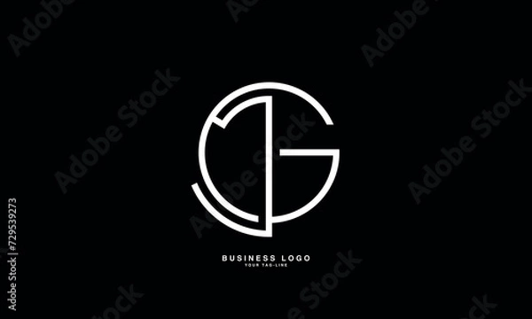 Obraz GJ, JG, G, J, Abstract Letters Logo Monogram