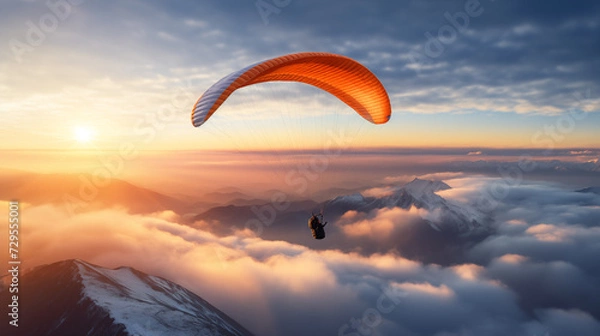 Fototapeta Paraglider in the sky above clouds