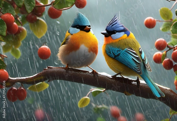 Fototapeta Cute bird on tree