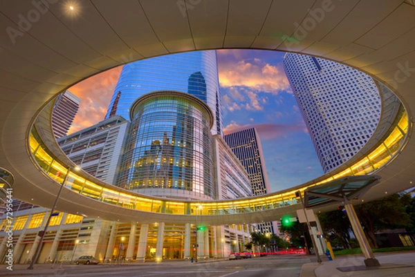 Obraz Houston Downtown Sunset Skyscrapers Texas
