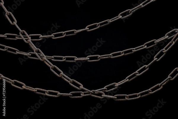 Obraz Metal Chains On A Black Background