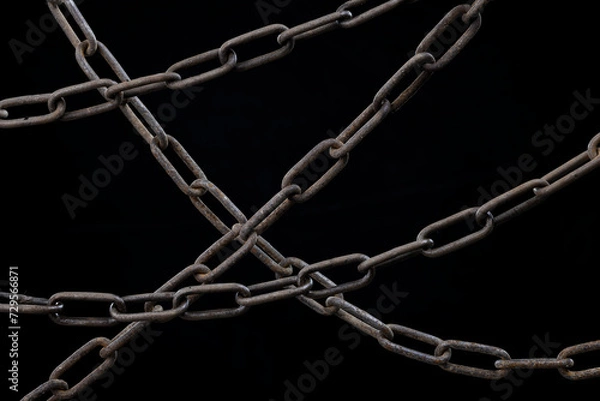 Obraz Metal Chains On A Black Background
