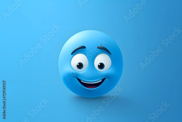 Fototapeta A calm light blue background embodying the 'Blue Monday' concept with the presence of a melancholic emoji.   Generative AI,