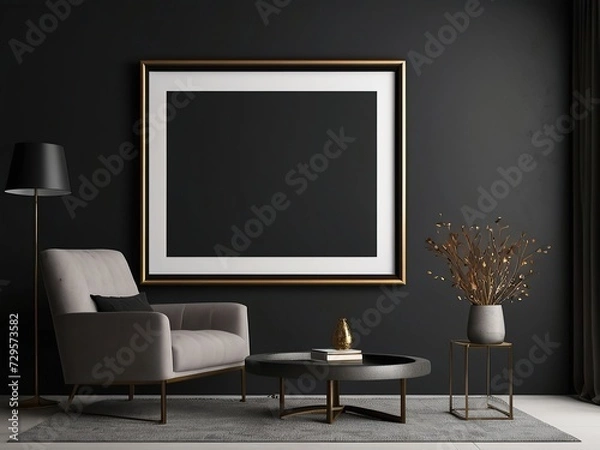 Fototapeta Photo wooden poster or interior Fram mockup and picture frame in luxury interior with wall frame 