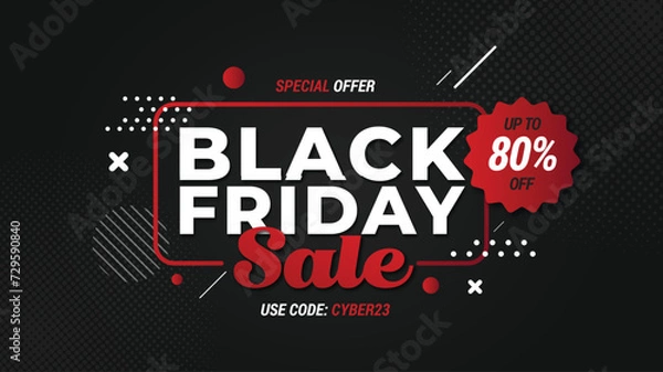 Obraz Black Friday Deals and Sales Banner Discounted Special Offers - Fully Editable HD Template