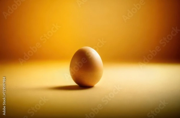 Obraz Easter decoration white eggs on a yellow background, minimal design with space for text. Side view