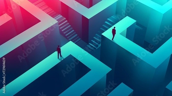 Obraz Focused ADHD: Clean Isometric Design with Duotone Style, Minimalist Approach in Vector Illustration