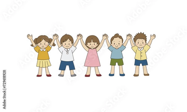 Obraz 手をつなぐこども